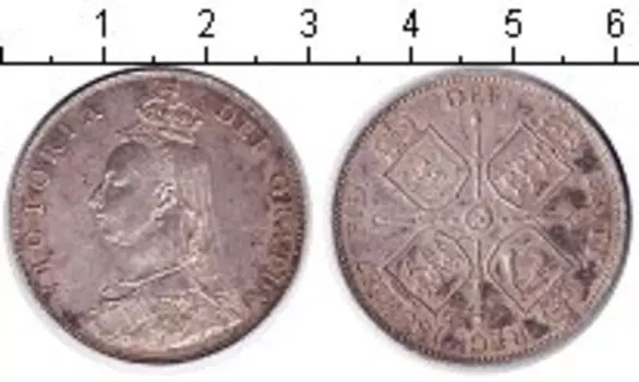 Монета флорин Англии 1887 года Серебро Виктория