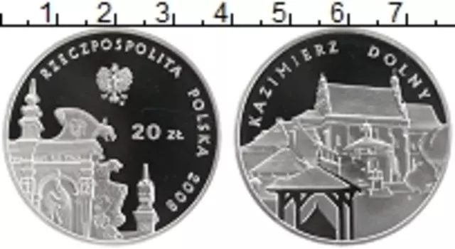 Монета 20 злотых Польши 2008 года Серебро Казимир Долни