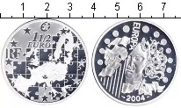 Монета 1/2 евро Франции 2004 года Серебро Европейский Валютный союз