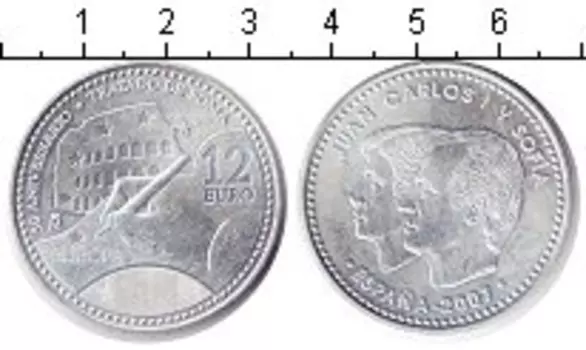 Монета 12 евро Испании 2007 года Серебро Хуан Карлос I и София
