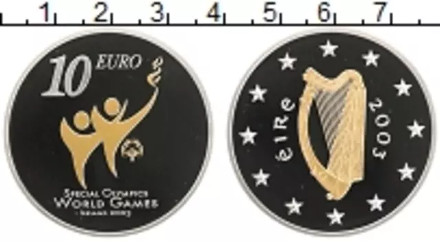 Монета 10 евро Ирландии 2003 года Серебро