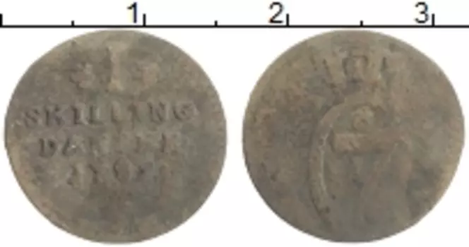 Монета скиллинг Дании 1782 года Медь