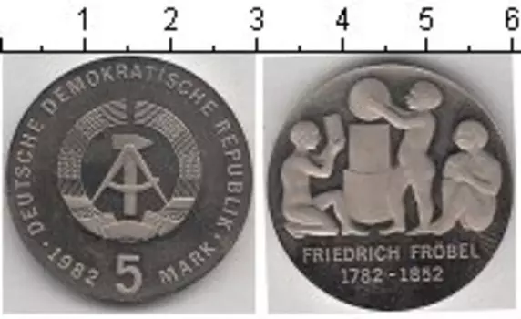 Монета 5 марок ГДР 1982 года Медно-никель Фридрих Фрубель
