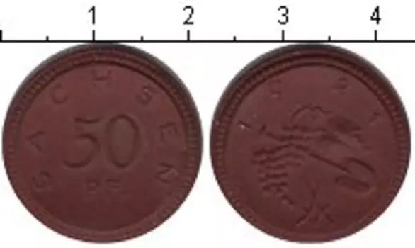 Монета 50 пфеннигов Саксонии 1921 года Керамика нотгельд