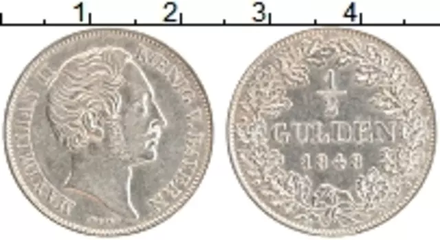 Монета 1/2 гульдена Баварии 1848 года Серебро Максимилиан II