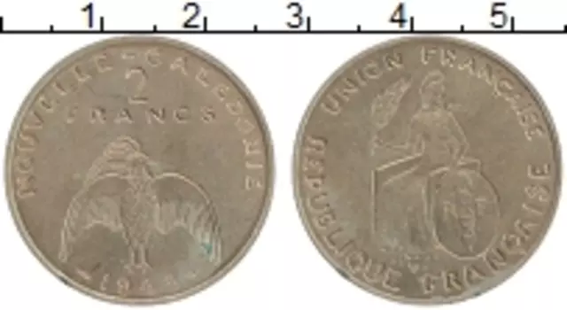 Монета 2 франка Новой Каледонии 1948 года Медно-никель Пробник