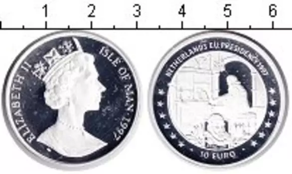Монета 10 евро Острова Мэн 1997 года Серебро Елизавета II