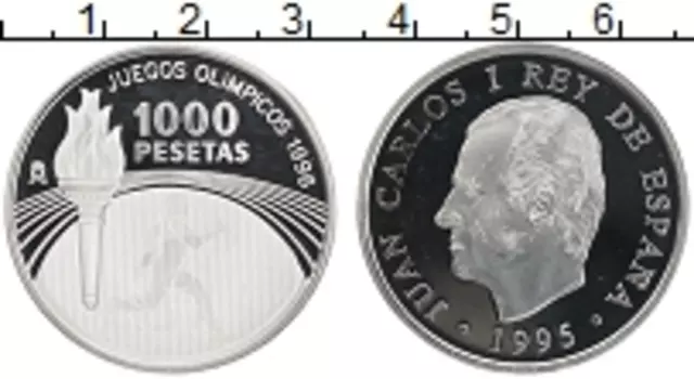 Монета 1000 песет Испании 1995 года Серебро Хуан Карлос