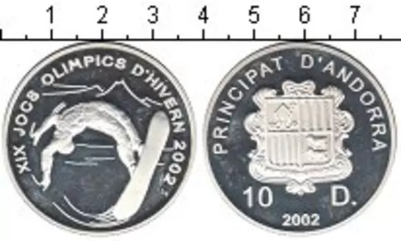 Монета 10 динерс Андорры 2002 года Серебро XIX олимпиада 2002