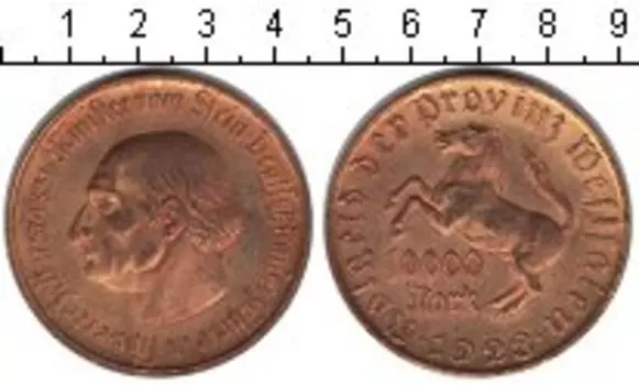 Монета 10000 марок Вестфалии 1923 года