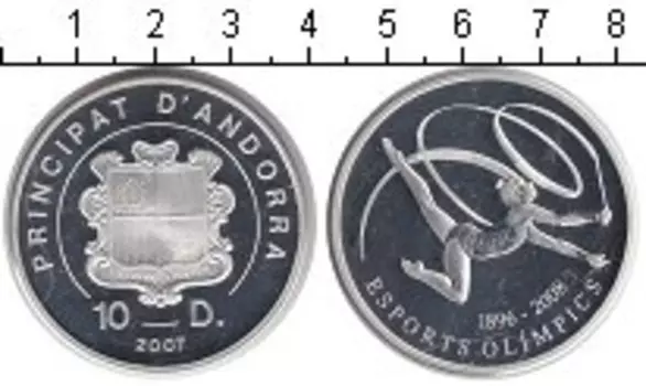 Монета 10 динерс Андорры 2007 года Серебро Олимпиада