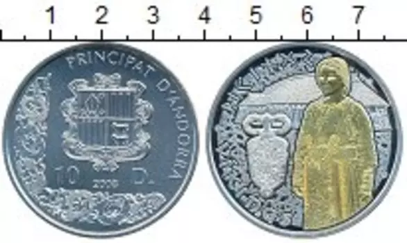 Монета 10 динерс Андорры 2008 года Серебро викинги