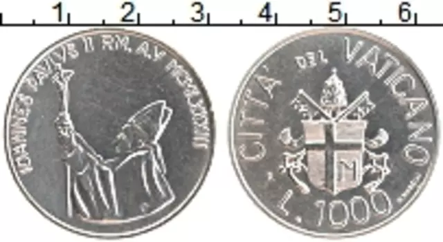Монета 1000 лир Ватикана 1983 года Серебро Молитва