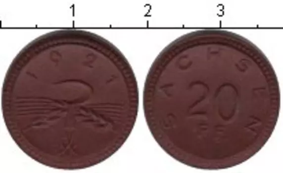Монета 20 пфеннигов Саксонии 1921 года Керамика нотгельд