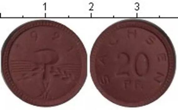 Монета 20 пфеннигов Саксонии 1921 года Керамика нотгельд