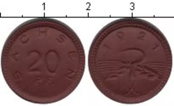 Монета 20 пфеннигов Саксонии 1921 года Керамика нотгельд