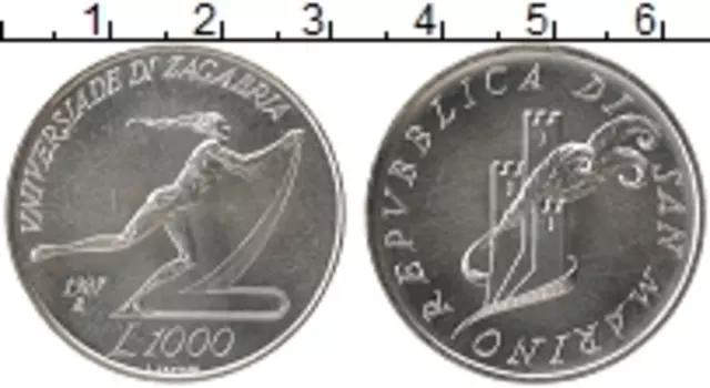 Монета 1000 лир Сан-Марино 1987 года Серебро Олимпийские игры