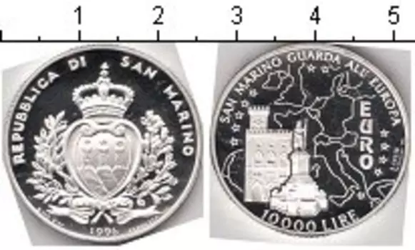 Монета 10000 лир Сан-Марино 1996 года Серебро