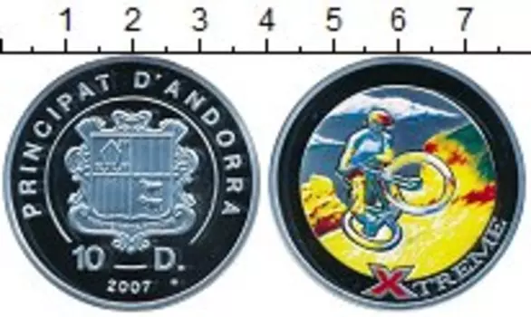 Монета 10 динерс Андорры 2007 года Серебро экстрим