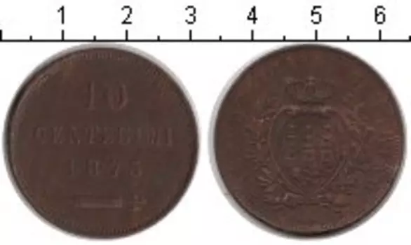 Монета 10 сентесим Сан-Марино 1875 года Медь