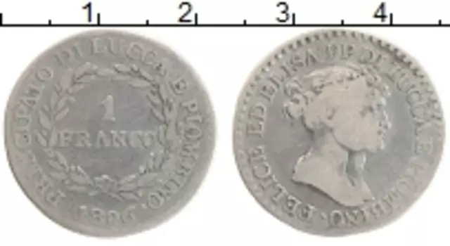 Монета франко Лукки 1806 года Серебро
