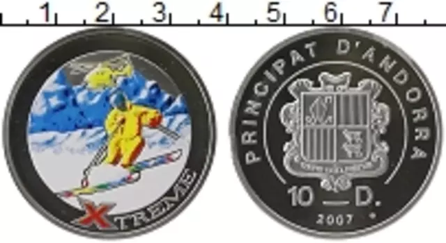 Монета 10 динерс Андорры 2007 года Серебро Экстрим