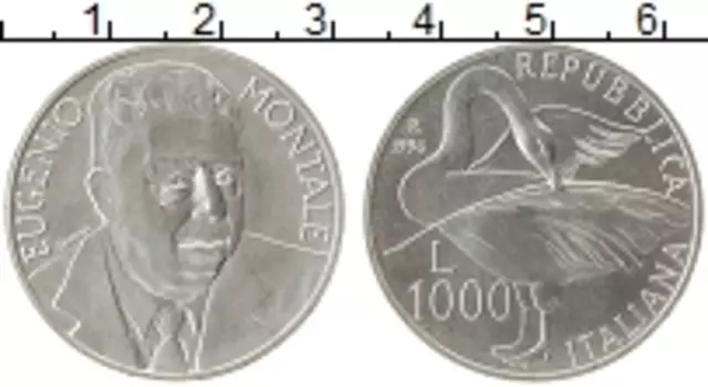 Монета 1000 лир Италии 1996 года Серебро Эудженио Барба