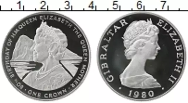 Монета крона Гибралтара 1980 года Серебро Елизавета II