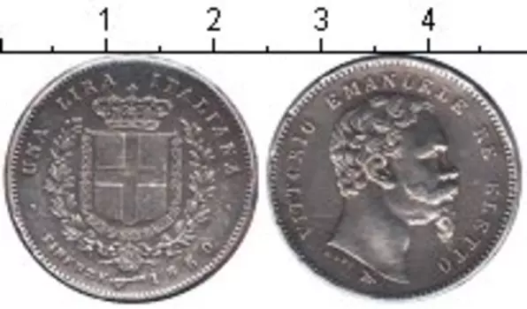 Монета лира Италии 1860 года Серебро Витторио Имануил I
