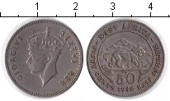Монета 50 центов Восточной Африки 1948 года Медно-никель Георг VI