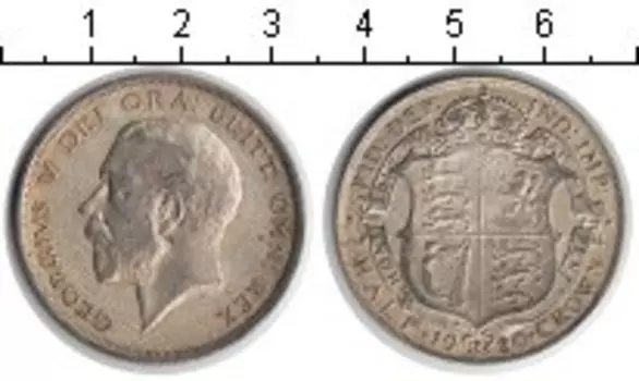 Монета 1/2 кроны Англии 1920 года Серебро Георг V