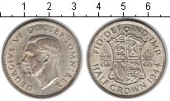 Монета 1/2 кроны Англии 1944 года Серебро Георг VI
