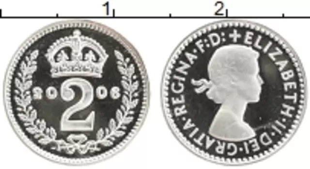 Монета 2 пенса Англии 2006 года Серебро Елизавета II