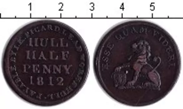 Монета 1/2 пенни Англии 1812 года Медь г