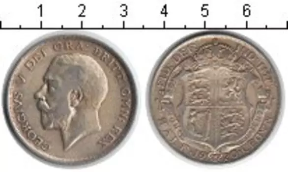 Монета 1/2 кроны Англии 1920 года Серебро Георг V