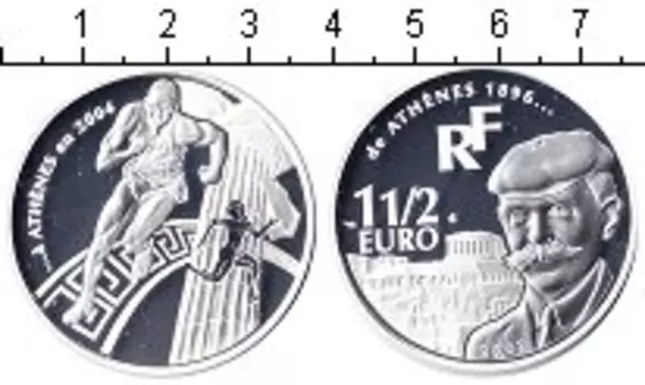Монета 1/2 евро Франции 2003 года Серебро Олимпиада 2004 в Афинах