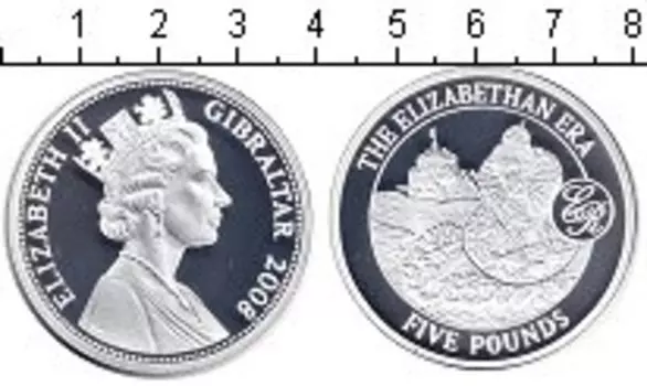 Монета 5 фунтов Гибралтара 2008 года Серебро Елизавета II