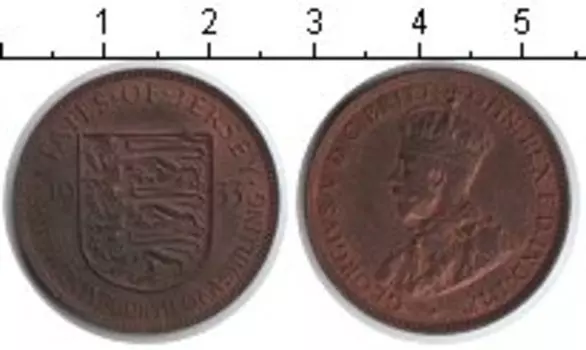 Монета 1/12 шиллинга Острова Джерси 1933 года Медь Георг V