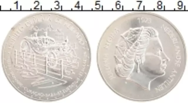 Монета 25 гульденов Антильских островов 1973 года Серебро Юлиана