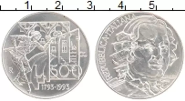 Монета 500 лир Италии 1993 года Серебро