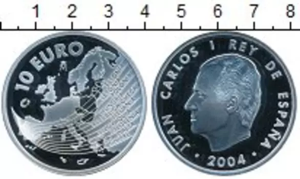 Монета 10 евро Испании 2004 года Серебро Хуан Карлос I