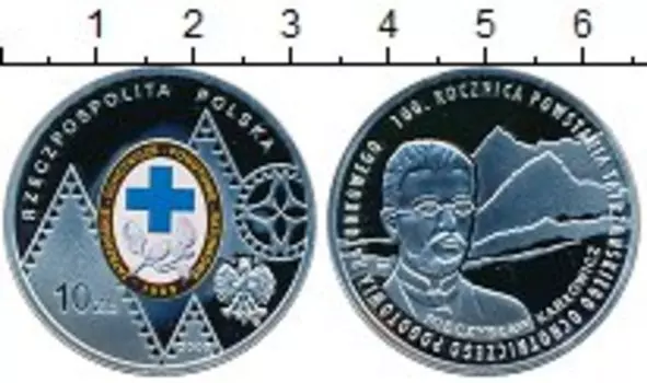 Монета 10 злотых Польши 2009 года Серебро