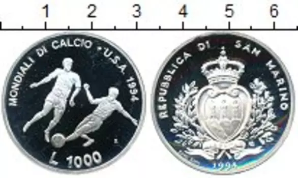 Монета 1000 лир Сан-Марино 1994 года Серебро США 1994