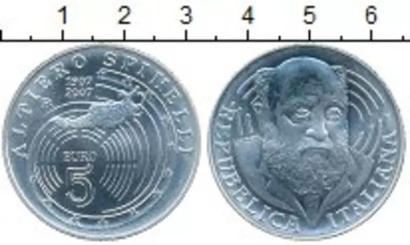 Монета 5 евро Италии 2007 года Серебро Альтиеро Спинелли