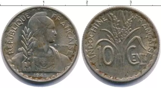 Монета 10 центов Индокитая 1941 года Медно-никель