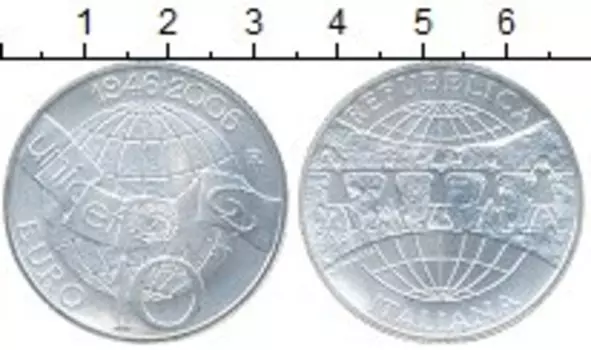 Монета 10 евро Италии 2006 года Серебро