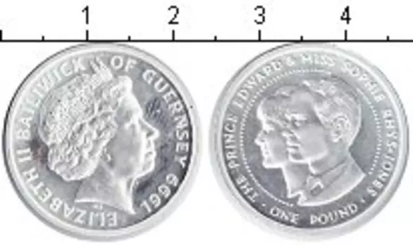 Монета фунт Гернси 1999 года Серебро Елизавета II