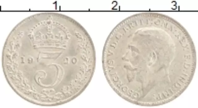 Монета 3 пенса Англии 1920 года Серебро Георг V