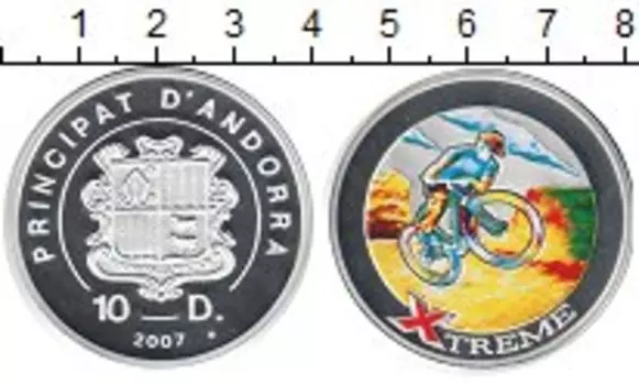 Монета 10 динерс Андорры 2007 года Серебро Экстрим