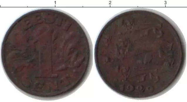 Монета сент Эстонии 1929 года Медь
